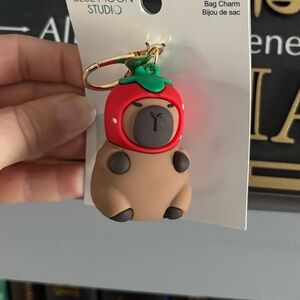 Strawberry Capybara Silicone Bag Charm
